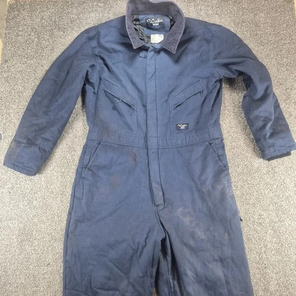 Walls Workwear Coveralls Mens Large Navy Blue Insulated Quilted Lined Winter - Picture 1 of 11